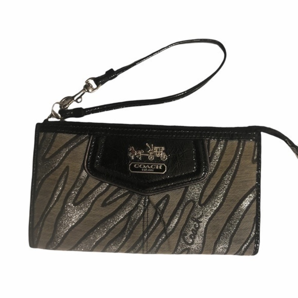 Coach vintage y2k Madison. zebra black gray wristlet clutch bag